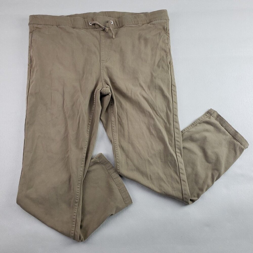 Mugsy Pull On Chino Pant Mens 40x28 Tan Flat Front Stretch Casual NO SIZE TAG